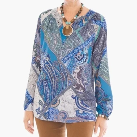 Chico's Tops - Chico's Paisley Patchwork Popover Top Tunic
